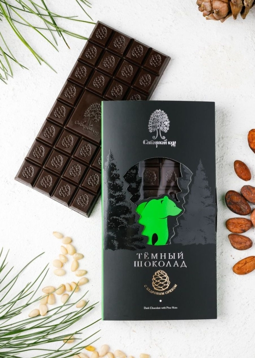 Тёмный шоколад с кедровым орехом, 100 г